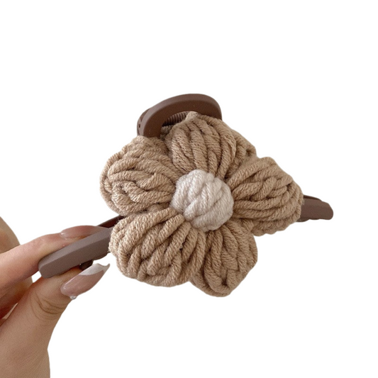 Oversized Flower Knit Hair Clip