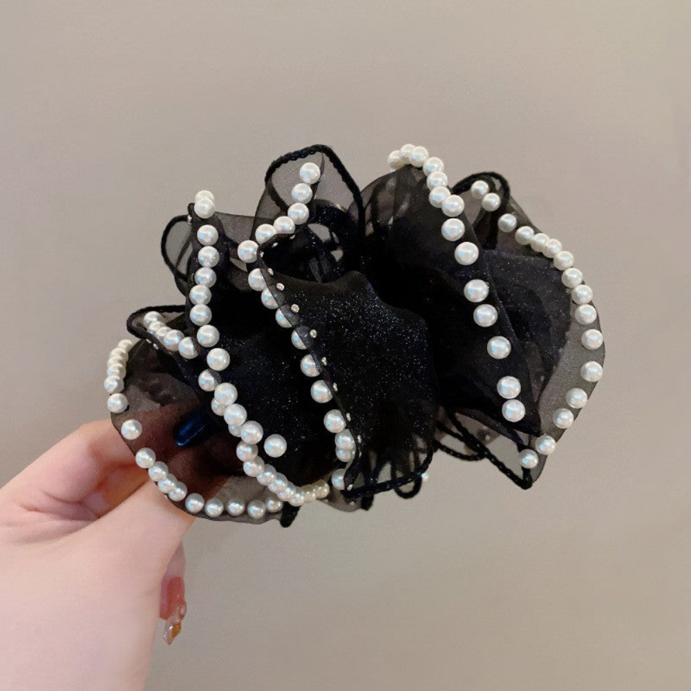 Black Ribbon Bow Hair Clip