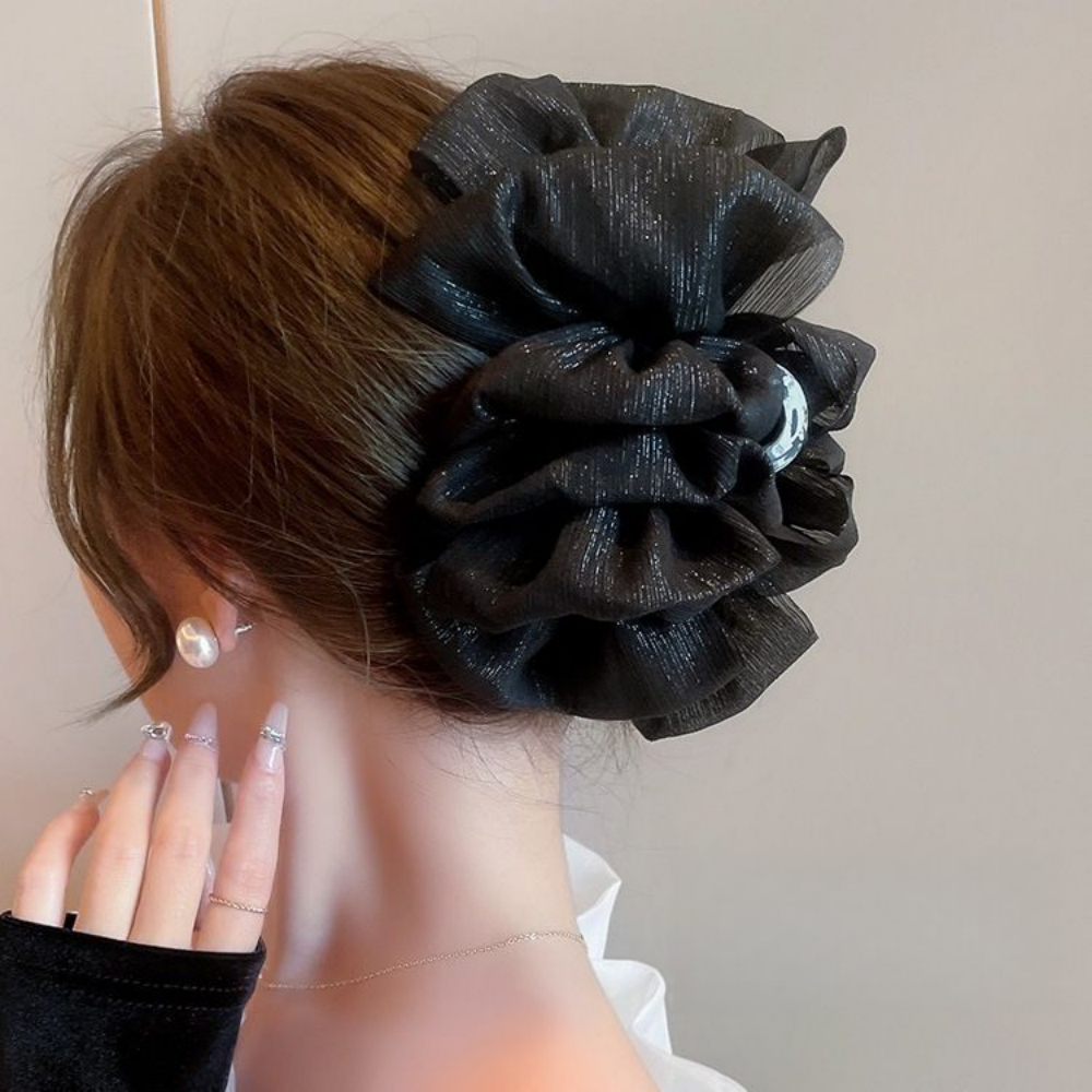 Black Ribbon Bow Hair Clip