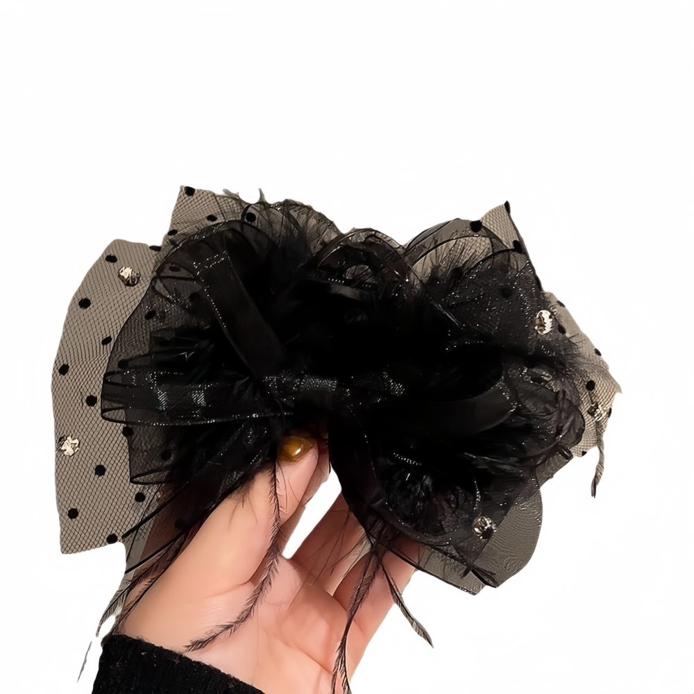 Black Ribbon Bow Hair Clip