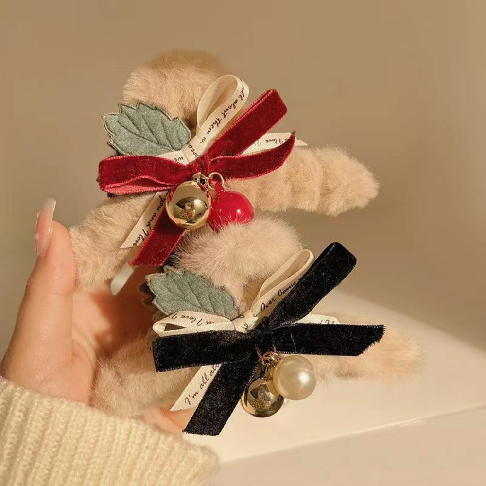 Plush Bow Hair Claw Clip