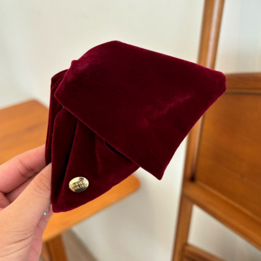 Wine Red Velvet Triangle Hair Clip