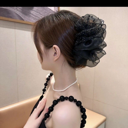 Black Ribbon Bow Hair Clip