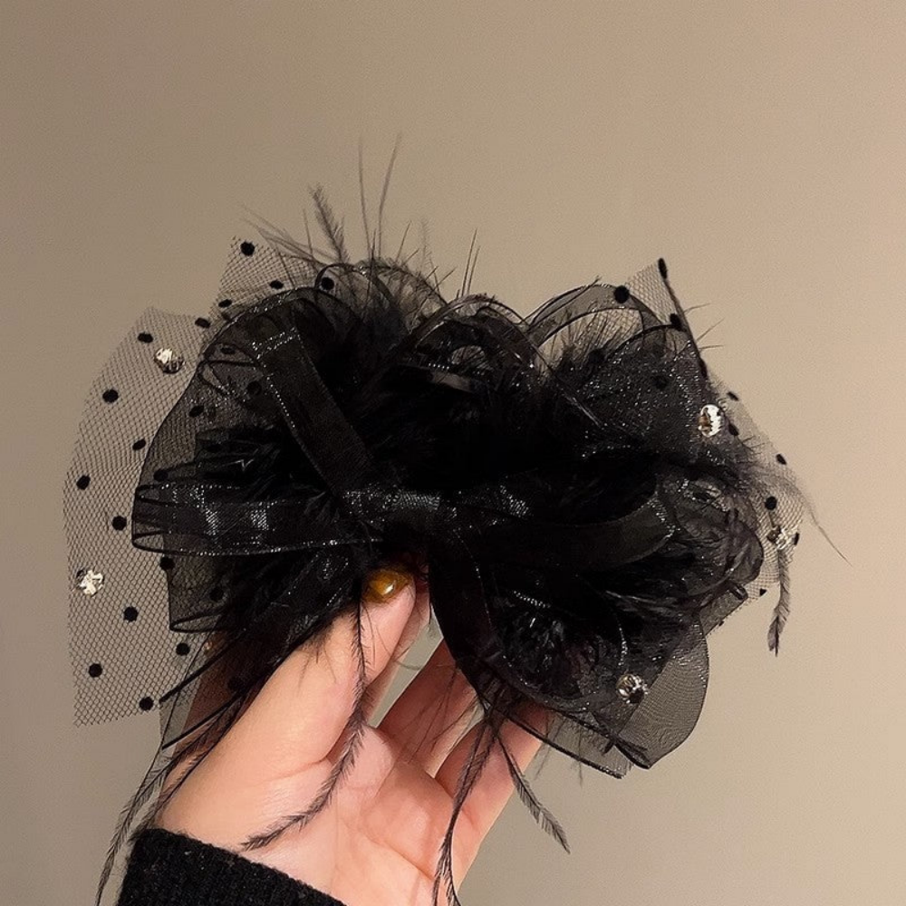Black Ribbon Bow Hair Clip